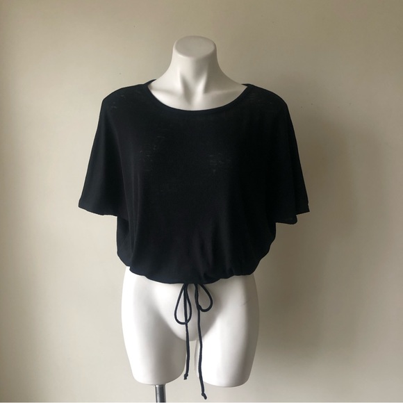 🌼 CHASER Oversized Drawstring Dolman Tee in Black, S - Picture 5 of 10